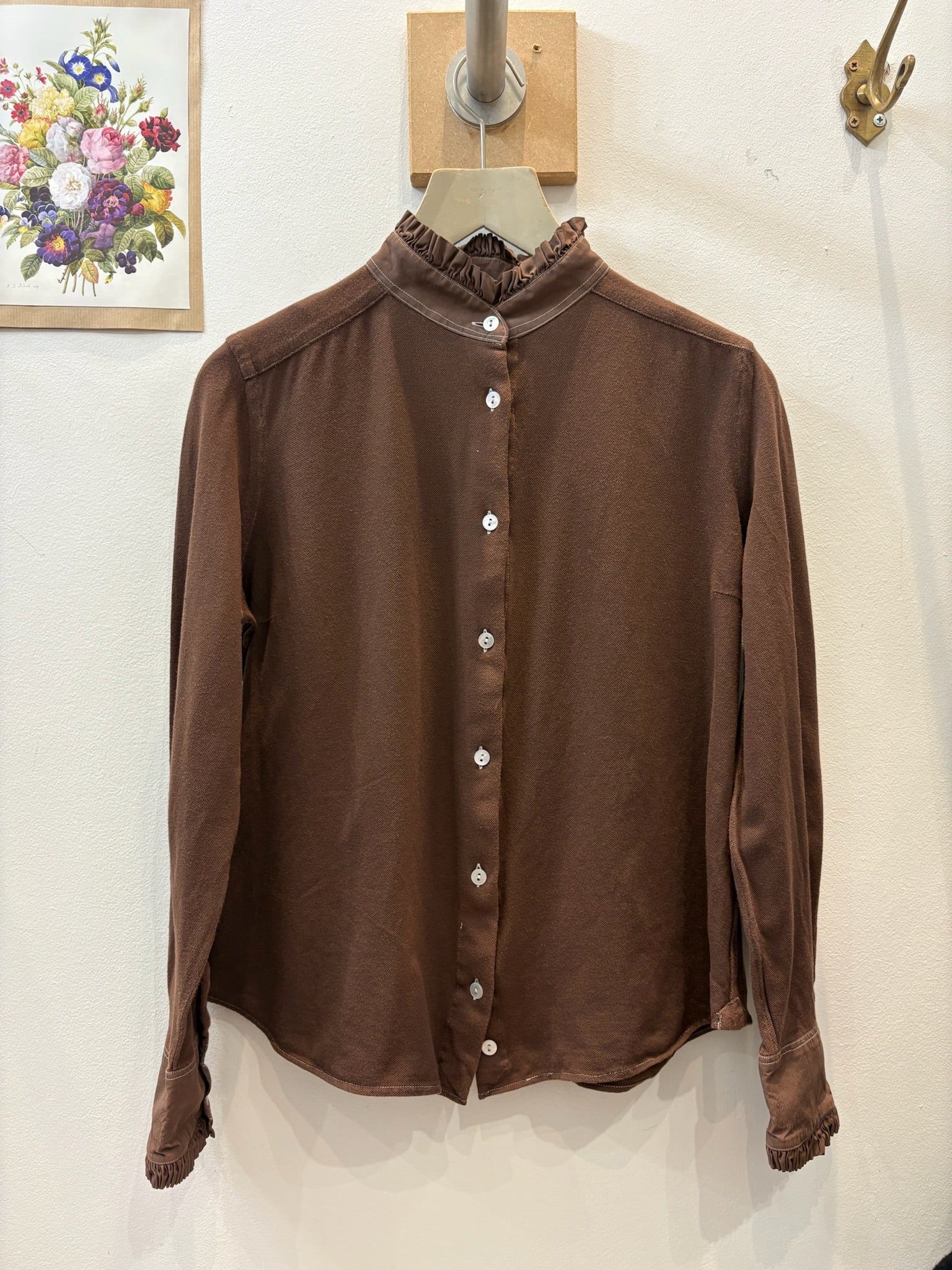 Brown Pique-Jersey Vita Pie-Crust Shirt - PRESS Primrose Hill