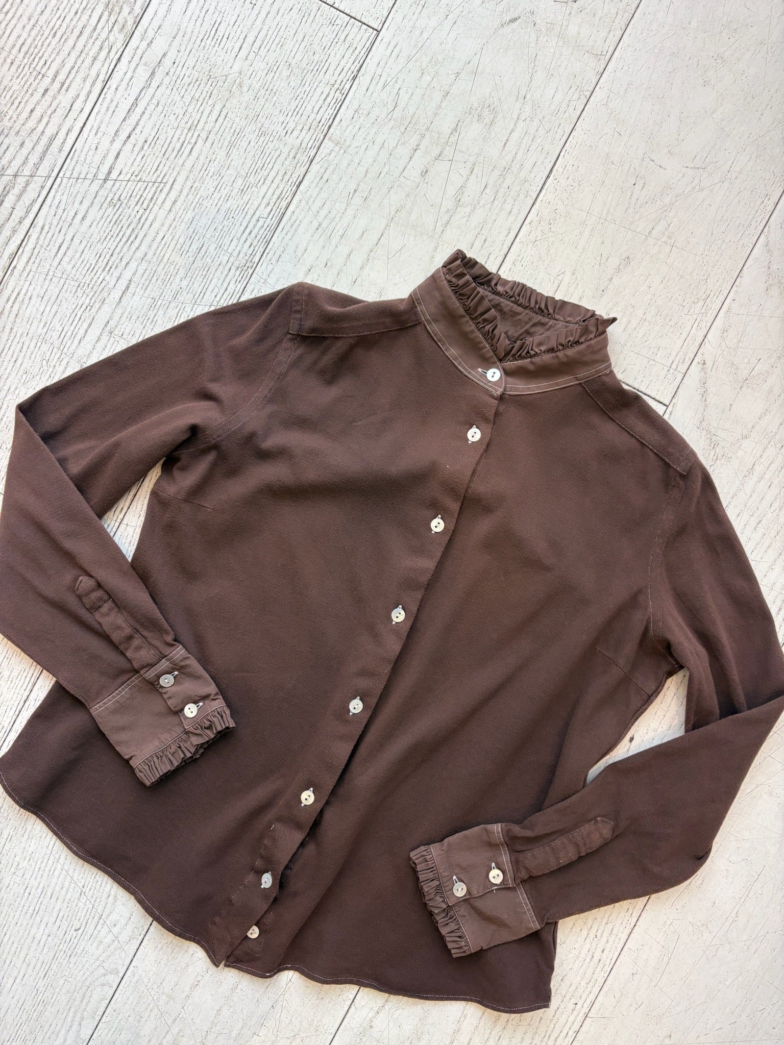 Brown Pique-Jersey Vita Pie-Crust Shirt - PRESS Primrose Hill