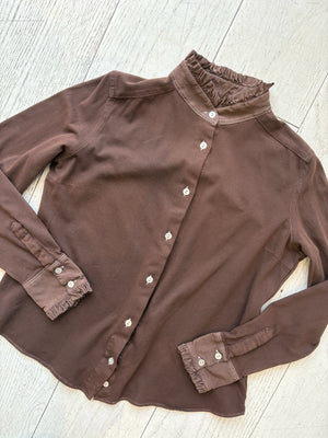 Brown Pique-Jersey Vita Pie-Crust Shirt - PRESS Primrose Hill