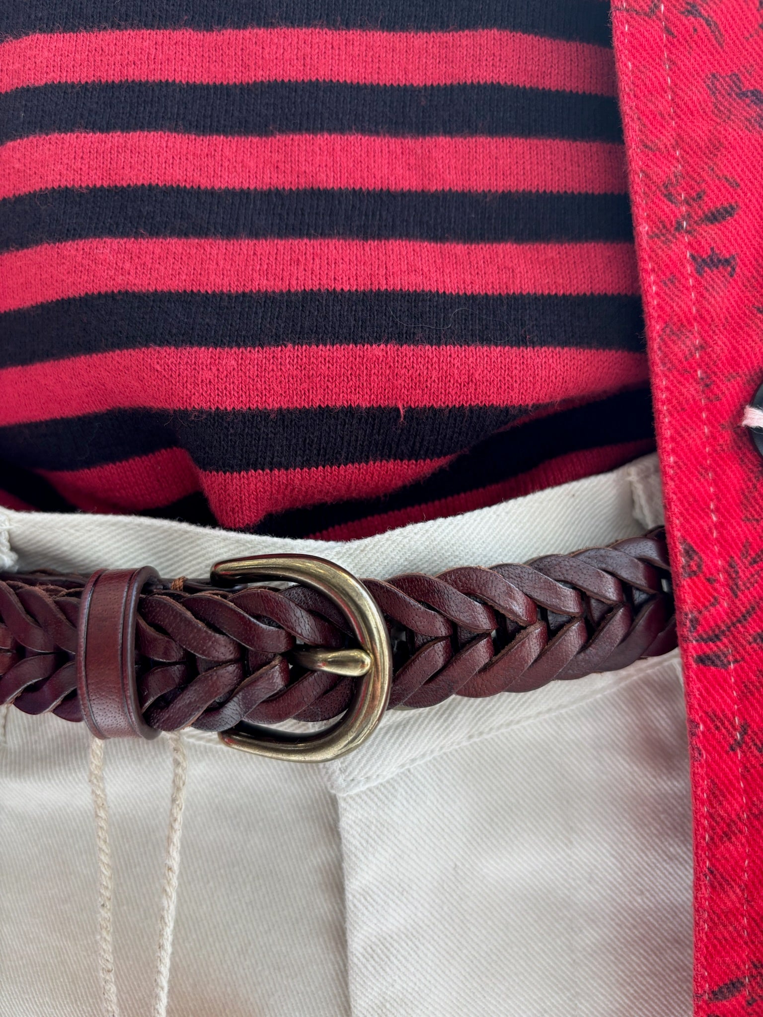 Brown Woven Skinny Belt