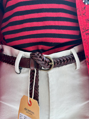 Brown Woven Skinny Belt