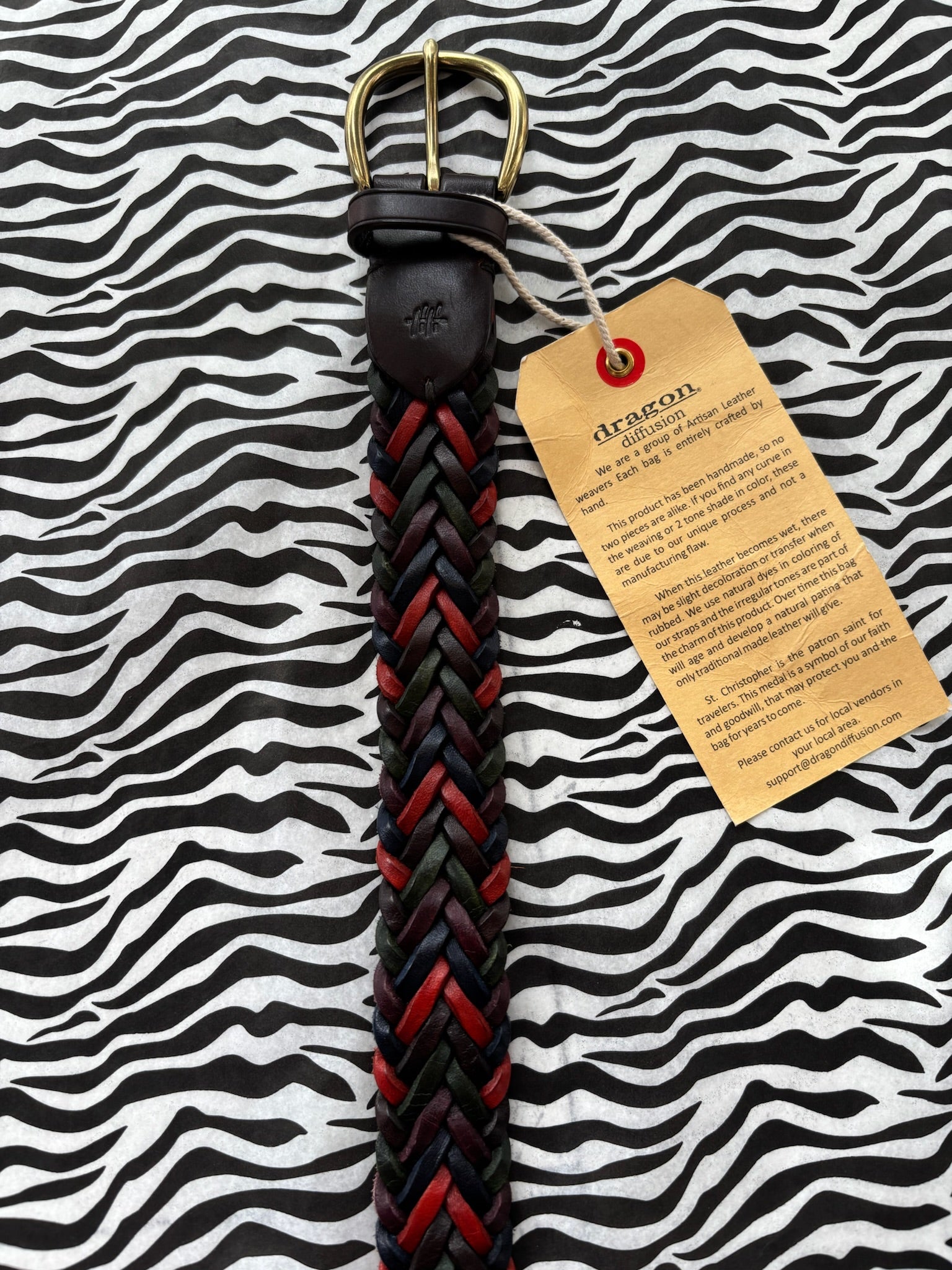 Dark Rainbow Woven Leather Belt