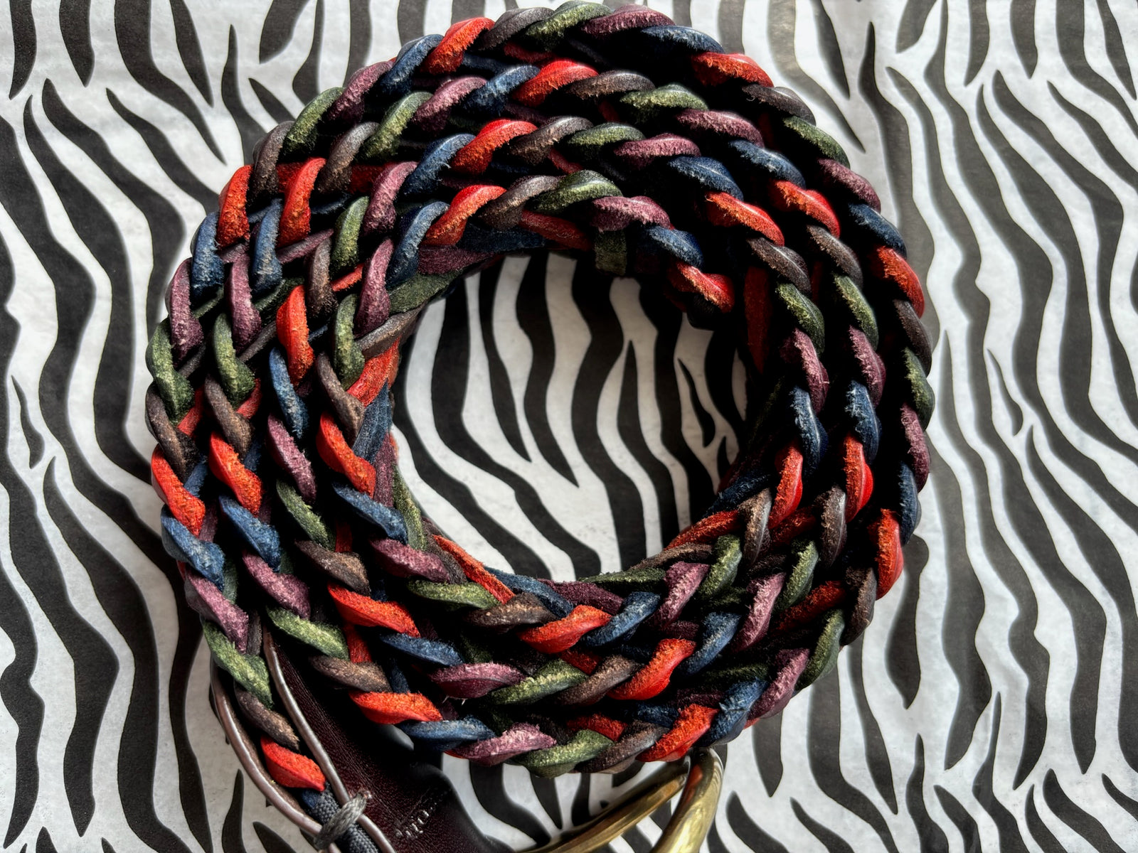 Dark Rainbow Woven Leather Belt