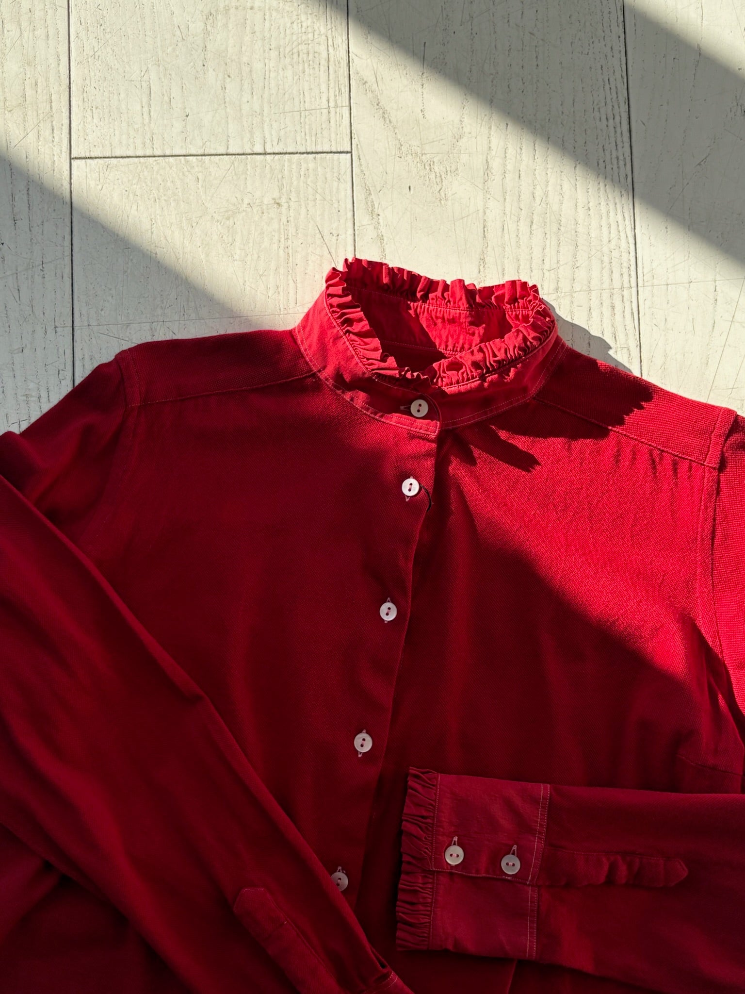 Red Pique-Jersey Vita Pie-Crust Shirt