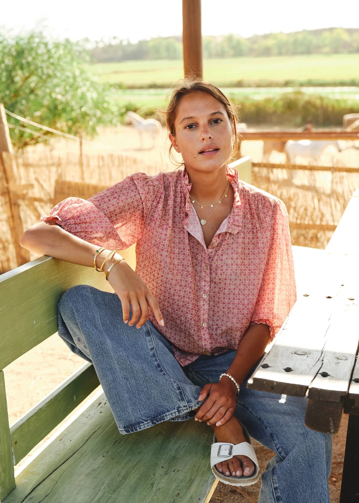 CASSIA Cotton Silk Pink Blouse