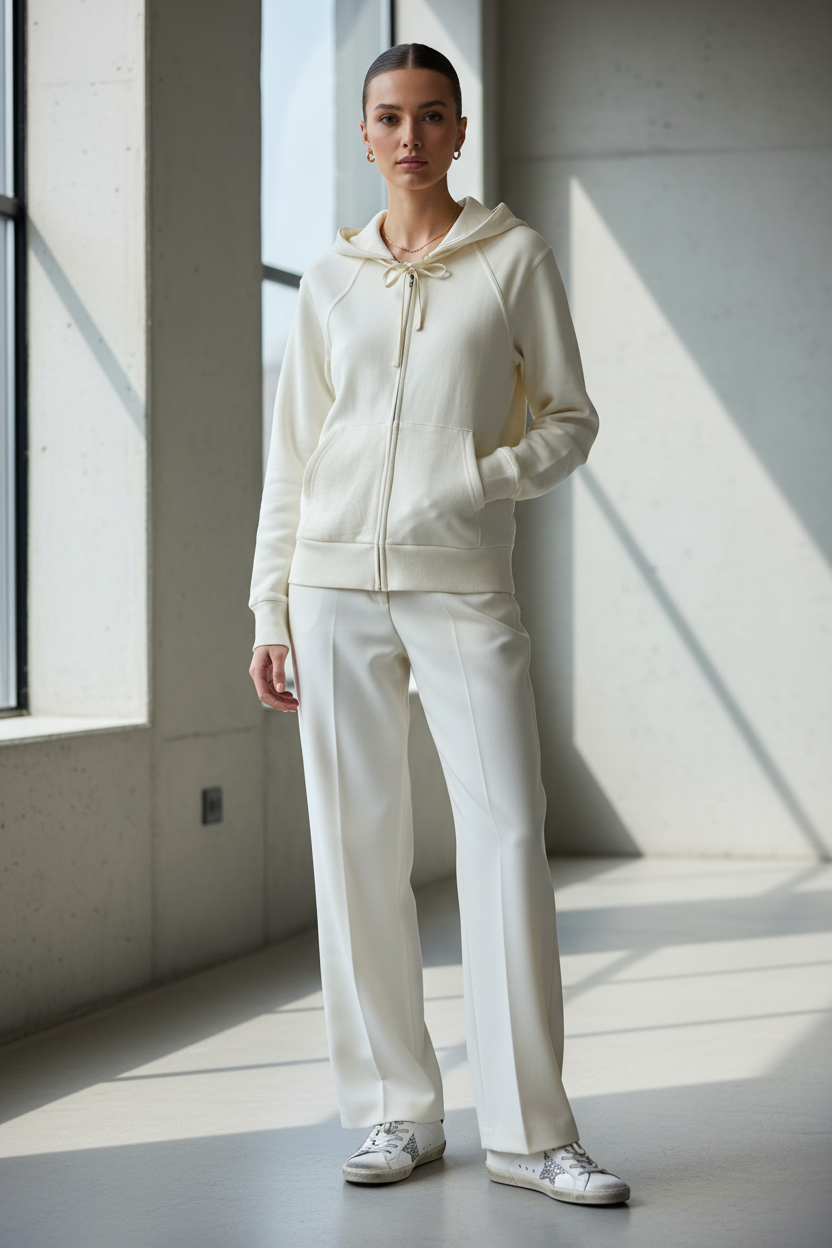 White PRIMROSE HILL Zip-UP Hoodie