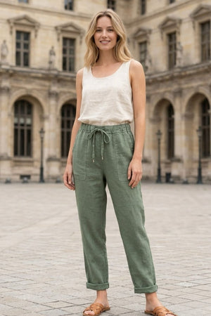 Linen Jogger - Navy or Kaki