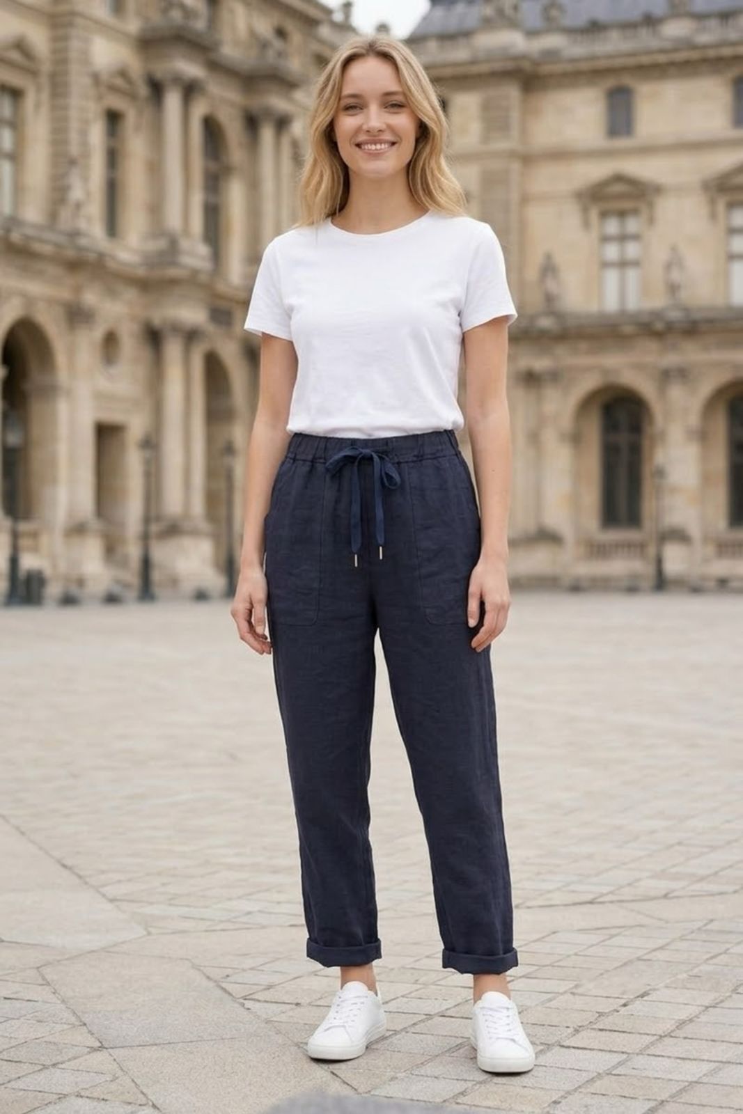 Linen Jogger - Navy or Kaki