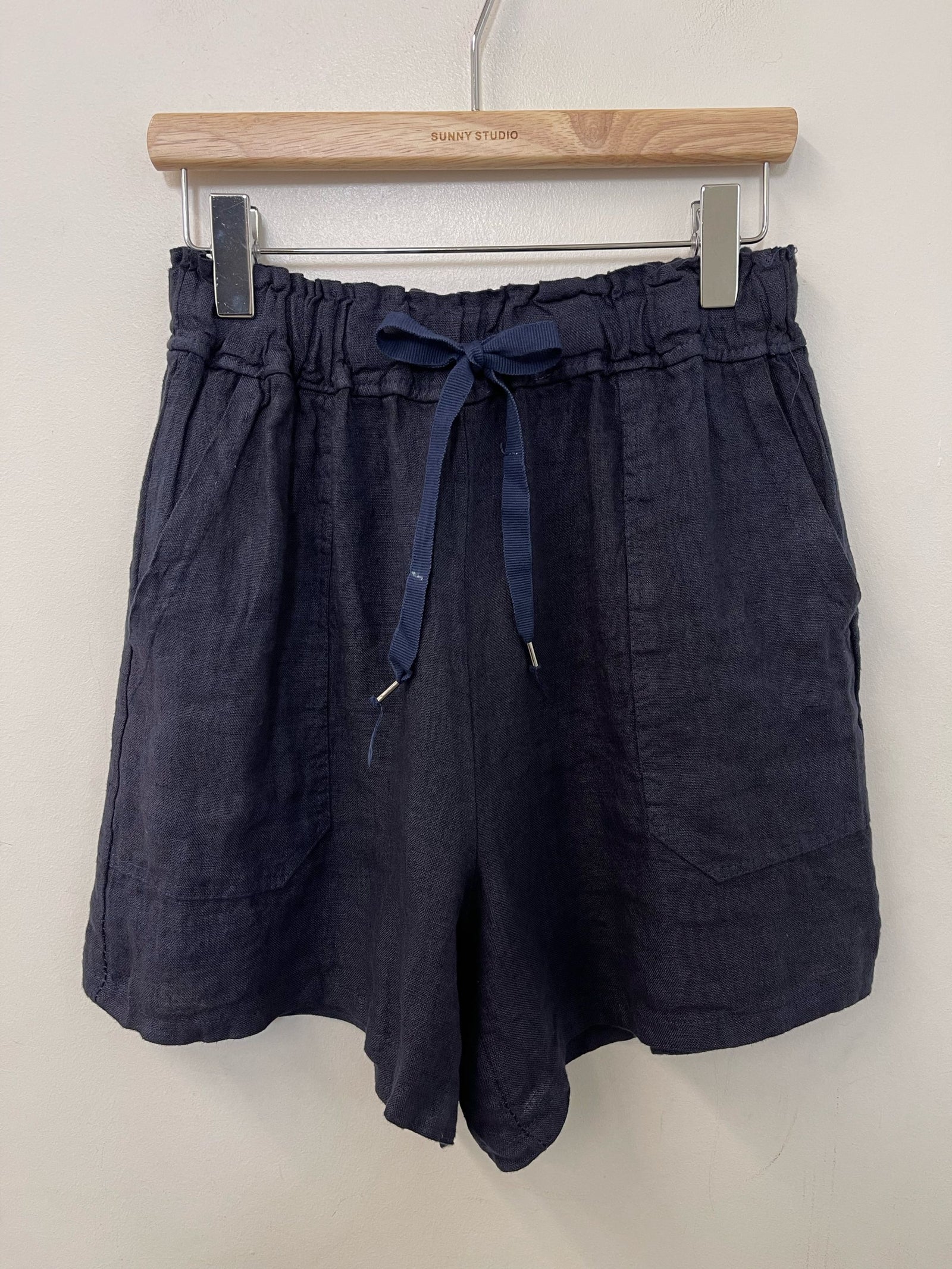 Navy Linen Shorts - PRESS Primrose Hill