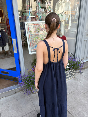 Navy Linen Long Dress