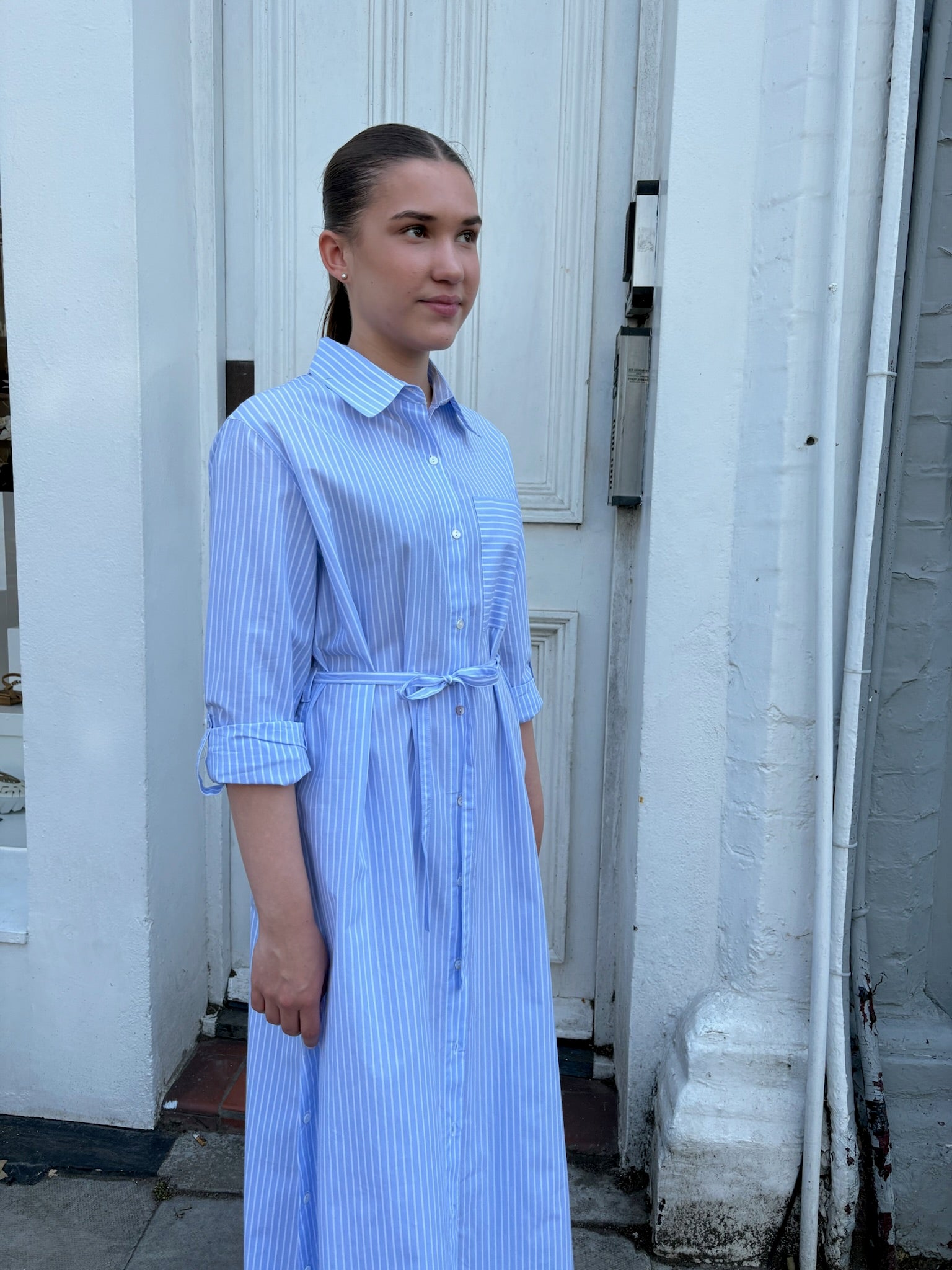 Sky Stripe Shirt-Dress - PRESS Primrose Hill