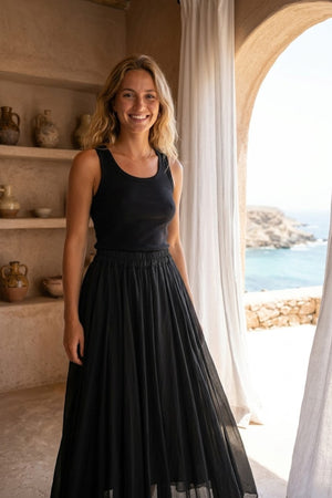 Black Long Cotton Skirt