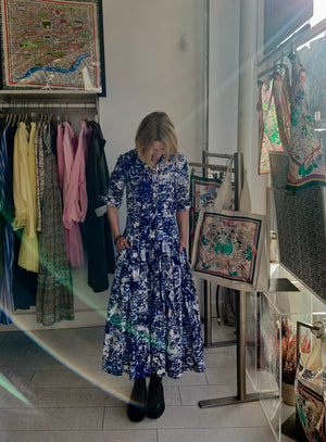 Audrey Safari Indigo Dress - PRESS Primrose Hill