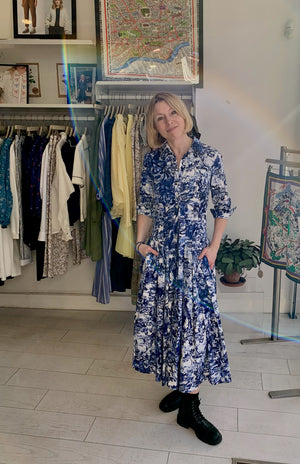 Audrey Safari Indigo Dress - PRESS Primrose Hill
