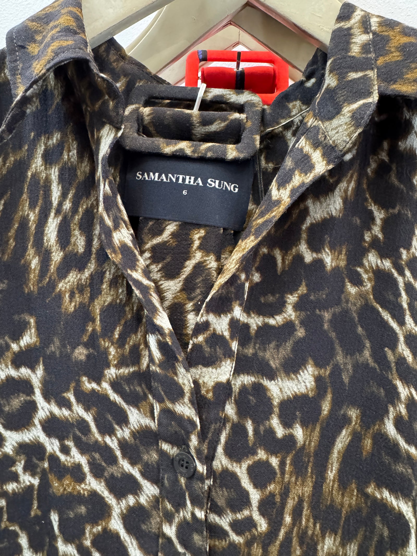 Audrey Leopard Taupe Wool Dress - PRESS Primrose Hill