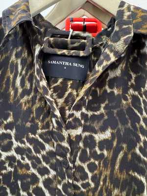 Audrey Leopard Taupe Wool Dress