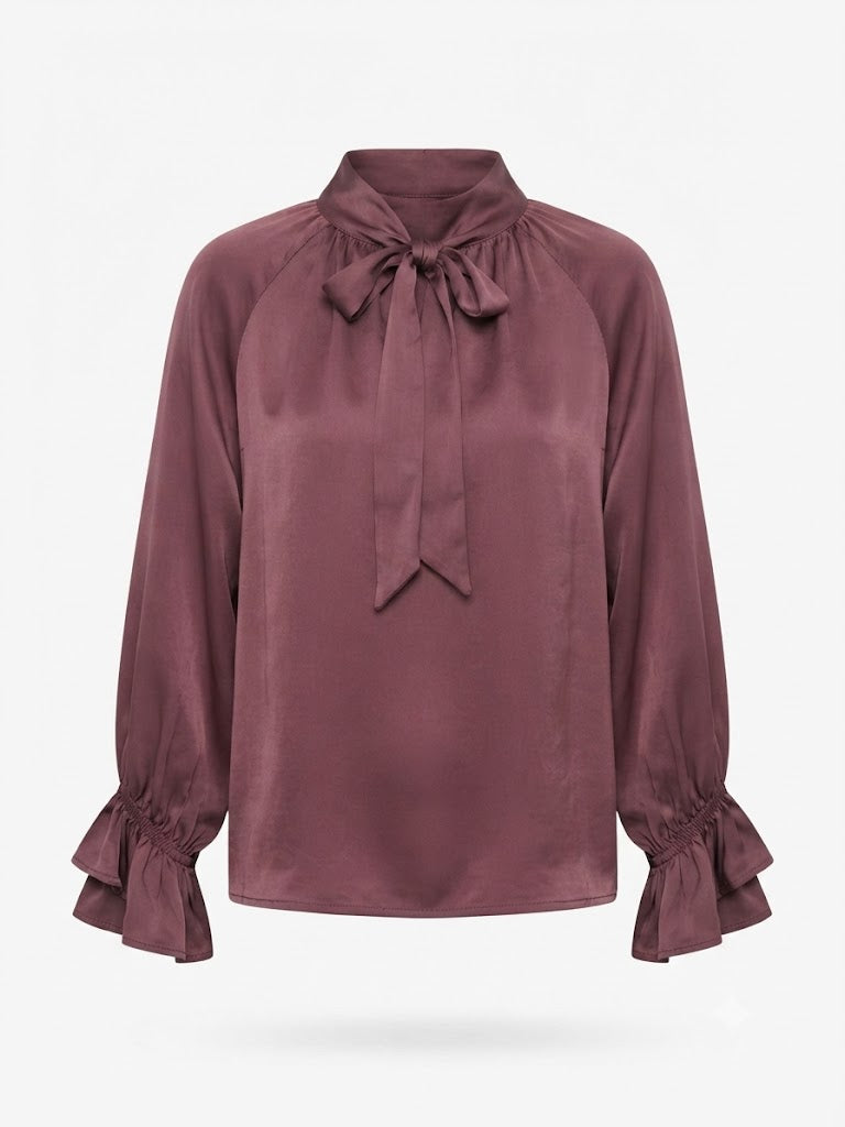Tie-Neck Satin Blouse