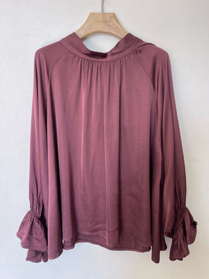 Tie-Neck Satin Blouse