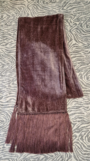 Alfie Brown Silk Velvet Fringe Scarf