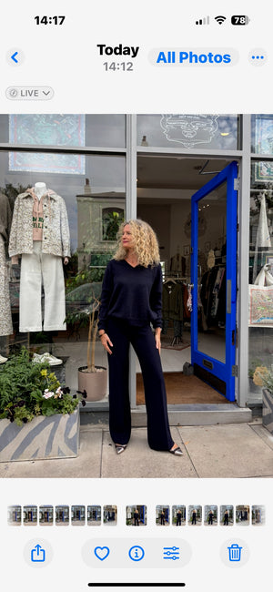 Navy Troncoso V-Neck Pullover - PRESS Primrose Hill