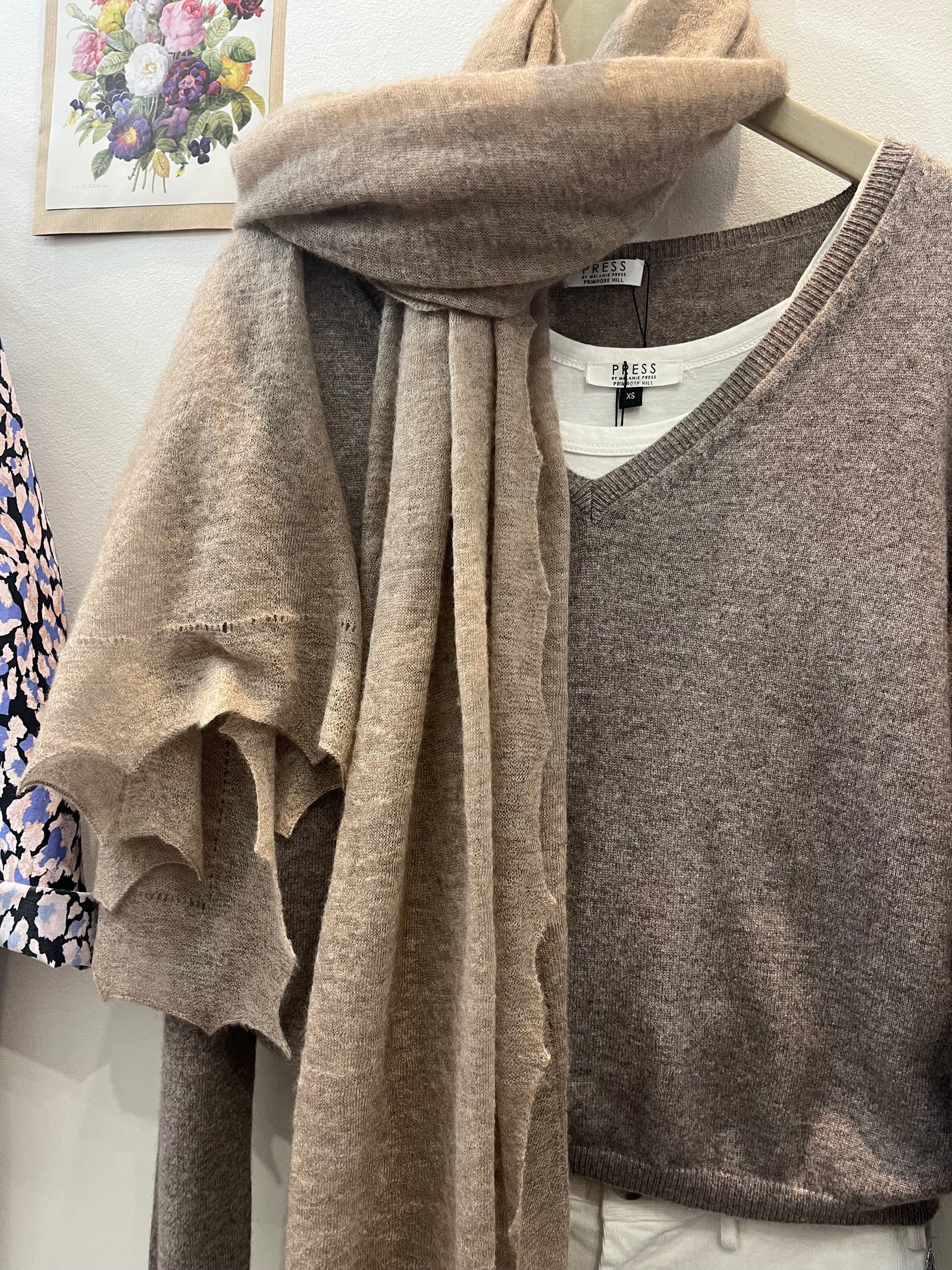 Beige Cashmere Baby Knit Scarf