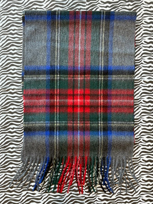 Tartan Cashmere Fringed Scarf