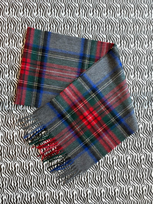 Tartan Cashmere Fringed Scarf