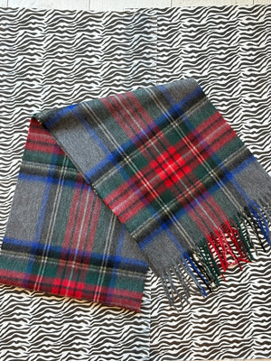 Tartan Cashmere Fringed Scarf