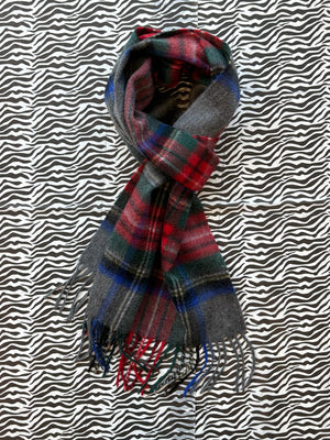 Tartan Cashmere Fringed Scarf