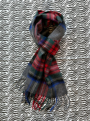 Tartan Cashmere Fringed Scarf