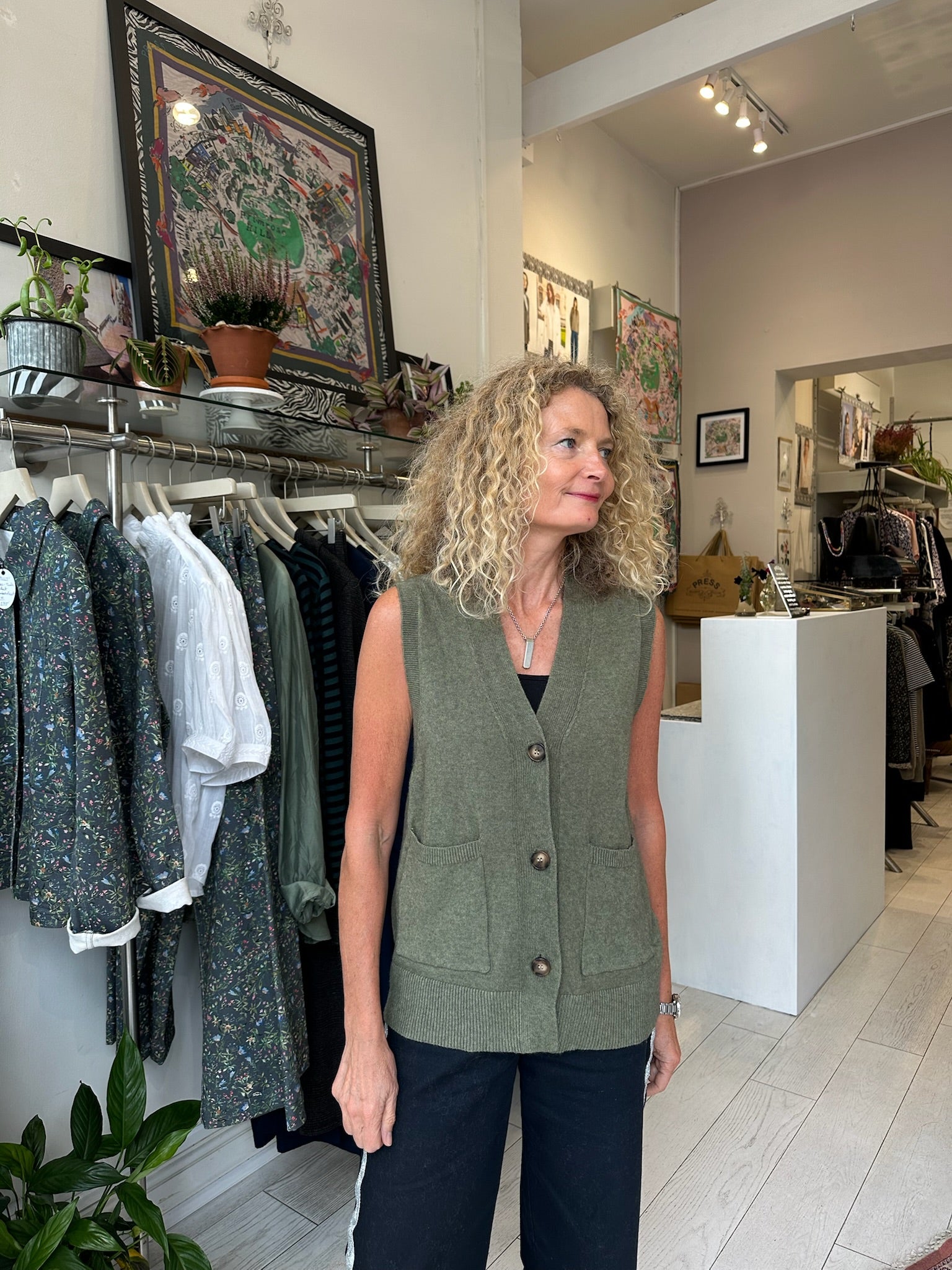 Green Sandrine Vest Cardigan