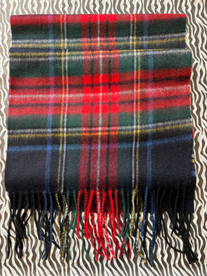 Tartan Cashmere Fringed Scarf