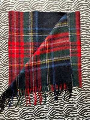 Tartan Cashmere Fringed Scarf