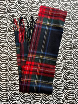Tartan Cashmere Fringed Scarf