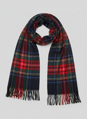Tartan Cashmere Fringed Scarf