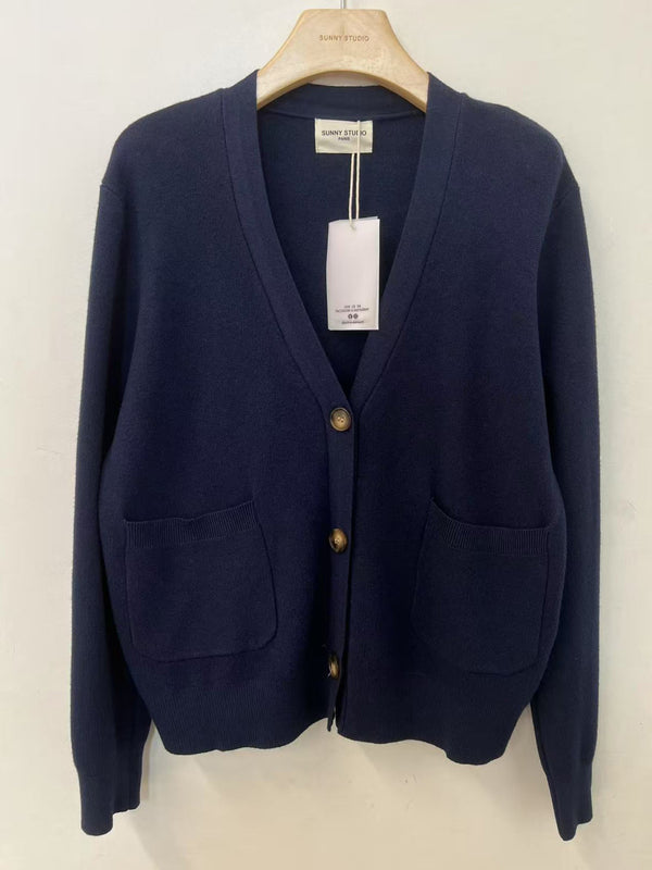 Primrose Navy Cotton Drape Cardigan