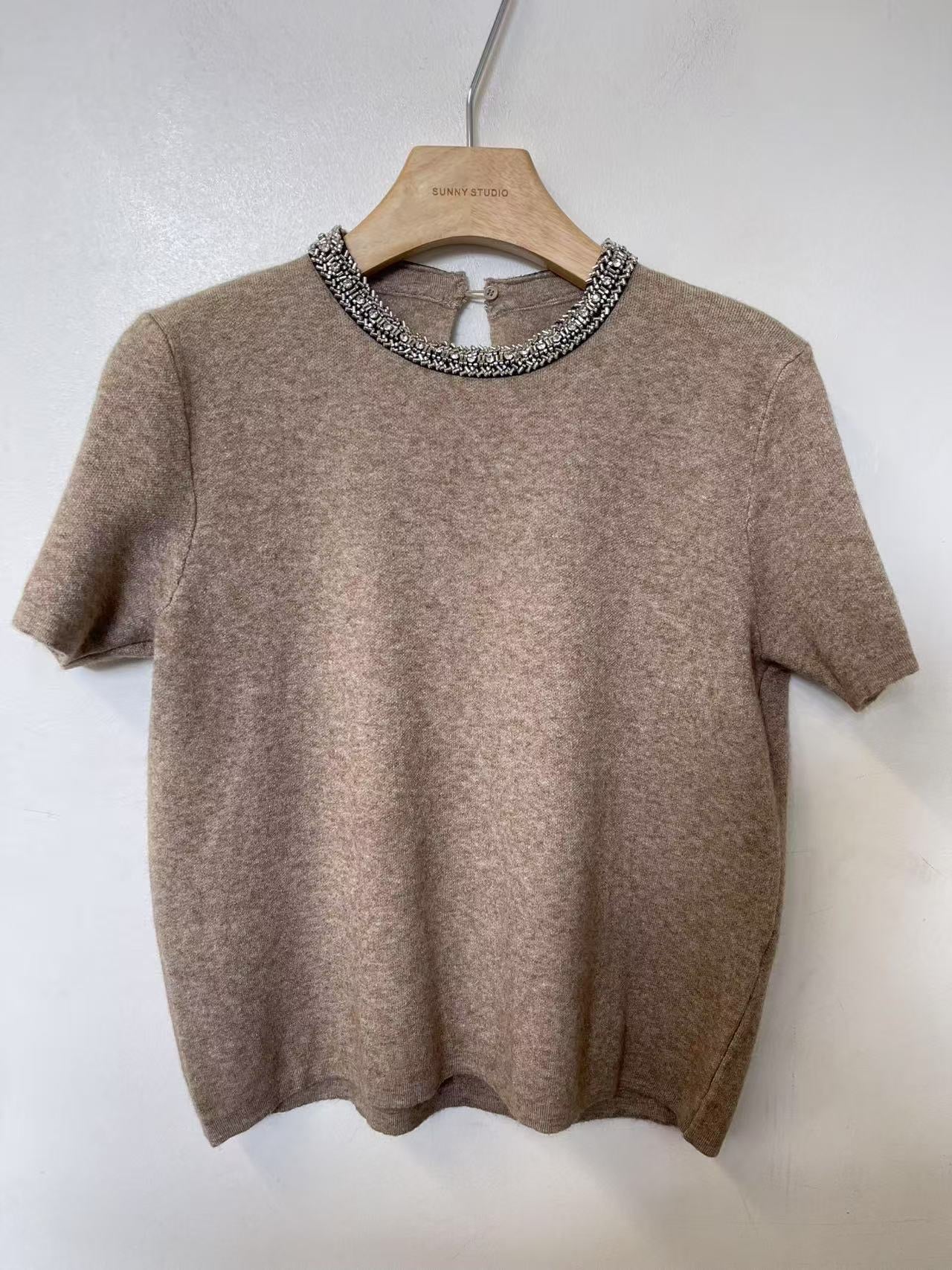 Beige Evan Crystal-Trim Knit