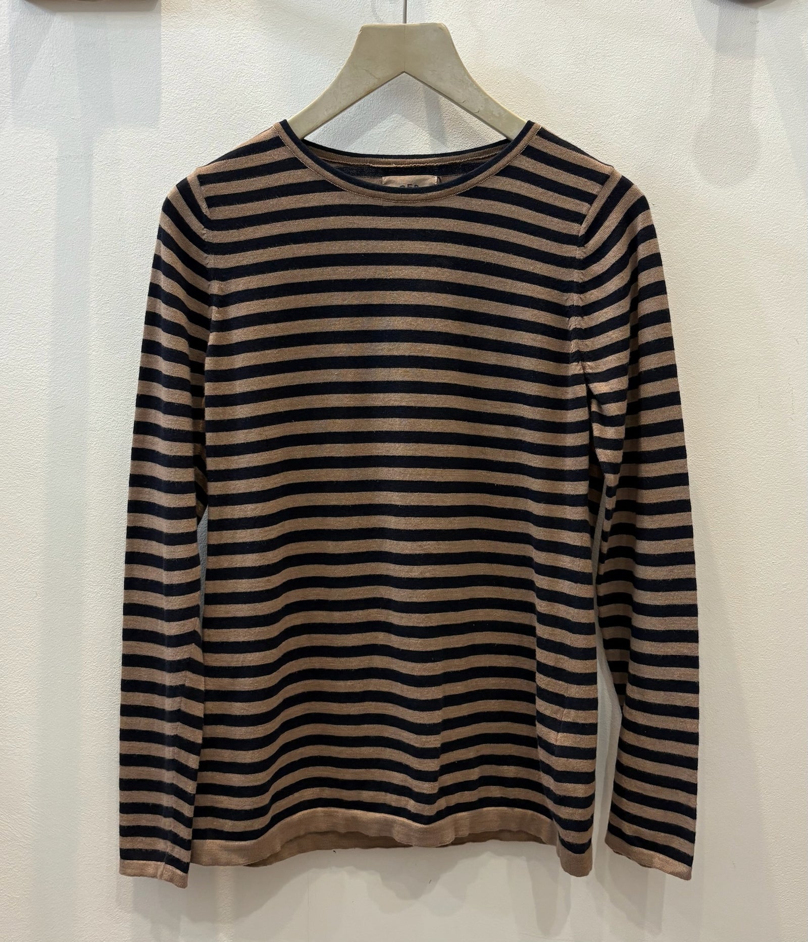 Beige Breton Stripe Long-Sleeve Tee