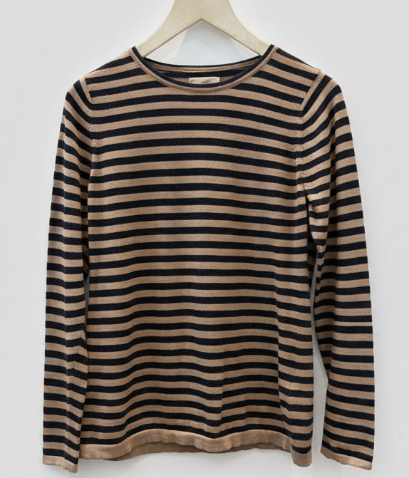 Beige Breton Stripe Long-Sleeve Tee