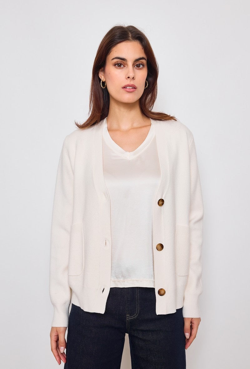 Ecru Cashmere-blend Sandra Cardigan