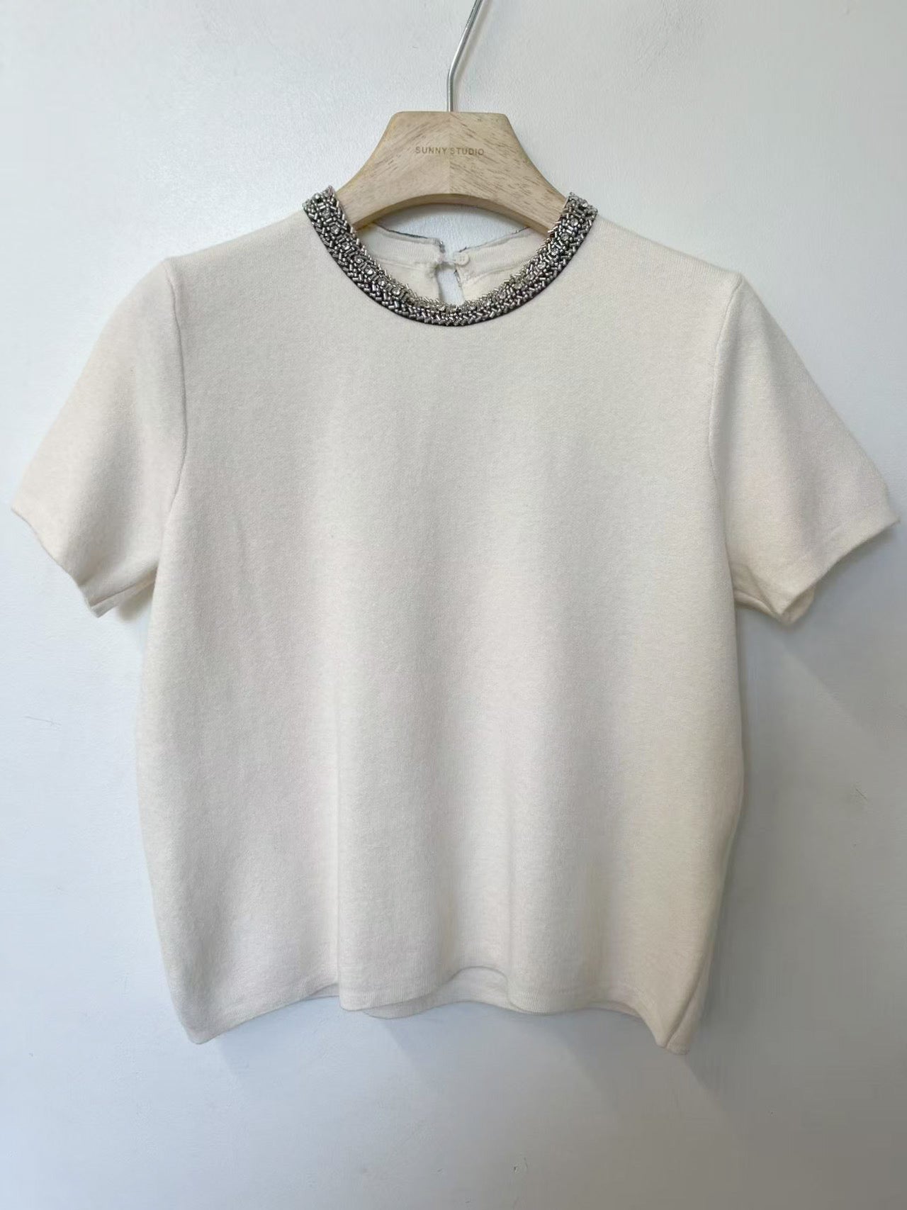 Ecru Evan Crystal-Trim Knit - PRESS Primrose Hill