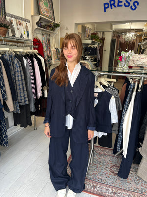 Cara Navy Pinstripe Blazer