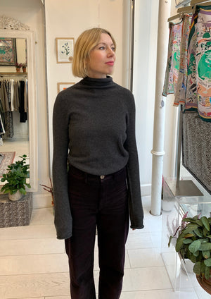 Charcoal Italian Cashmere Turtle-Neck Pullover