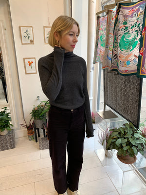 Charcoal Italian Cashmere Turtle-Neck Pullover