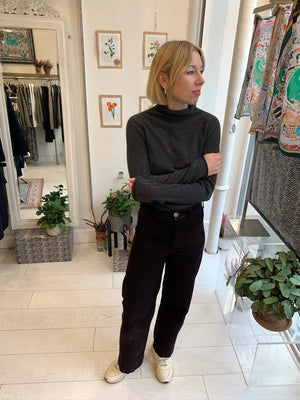 Charcoal Italian Cashmere Turtle-Neck Pullover