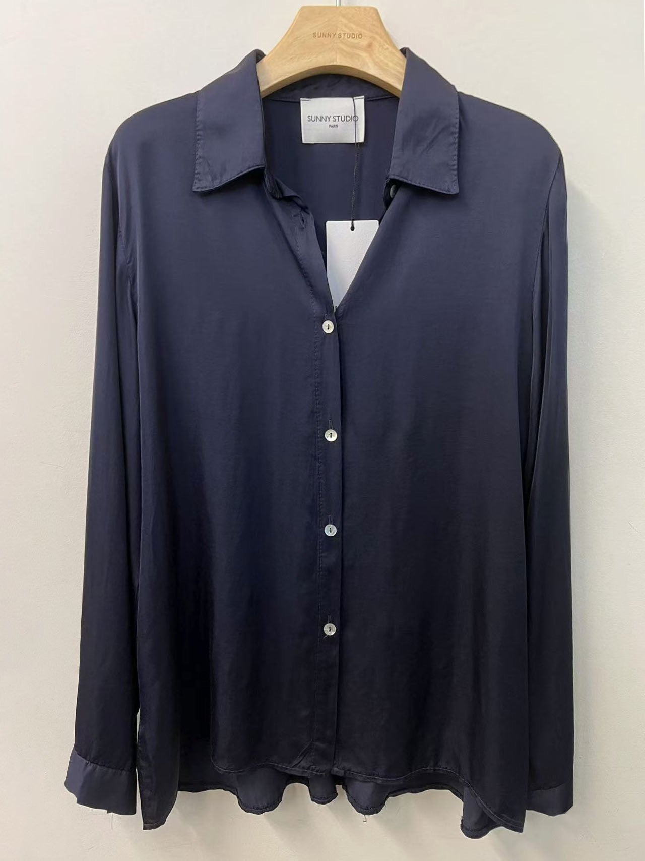 Navy Satin Shirt