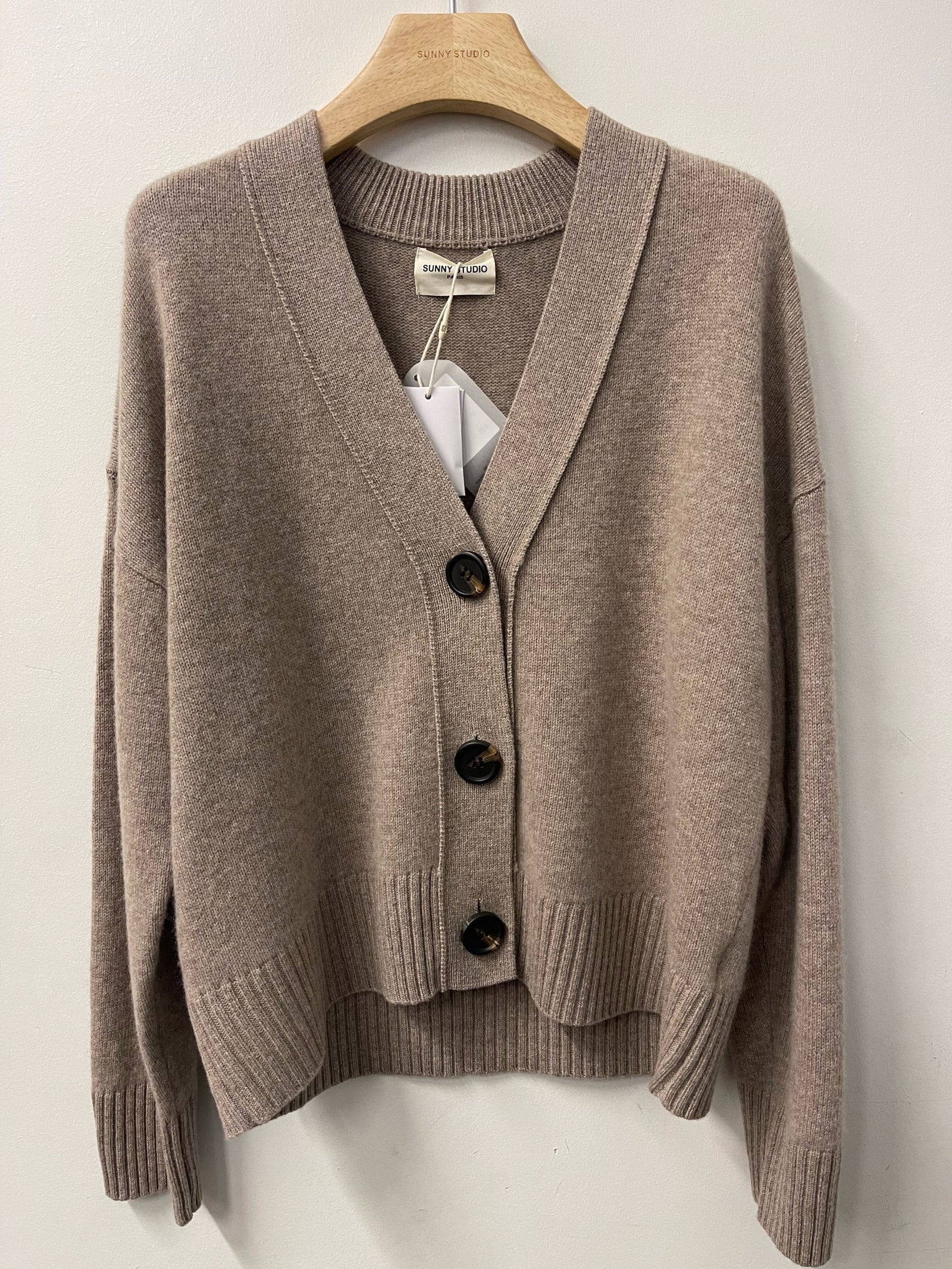Taupe Cecile Lambswool Cardigan