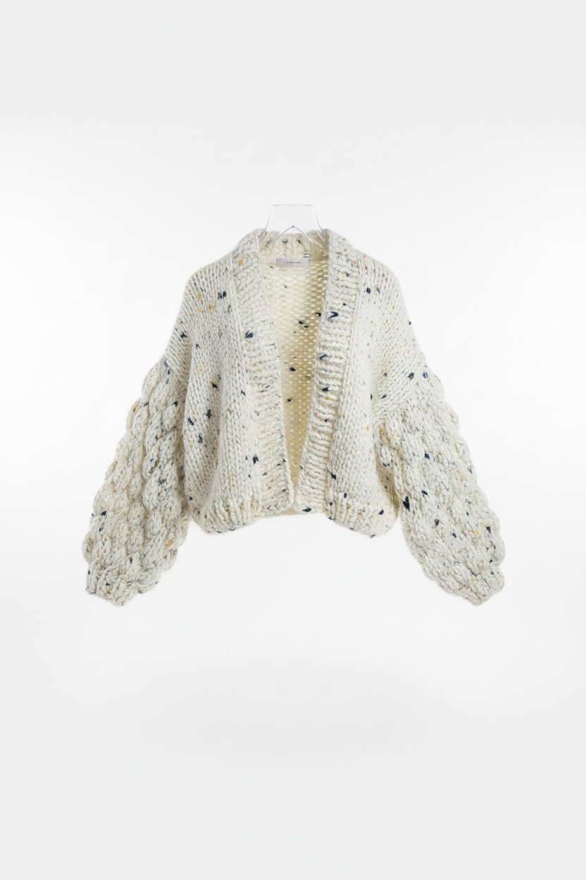★3日間限定値下げ残り5着★ frill hand knit cardigan Bubble-Sleeve Hand-Knit Cardigan - PRESS Primrose Hill