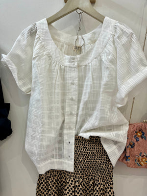 Short-Sleeved White Cotton EVA Shirt