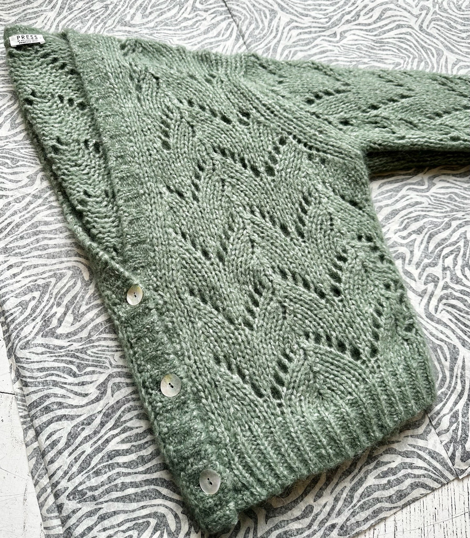 Pointelle Chevron Mint Cardigan